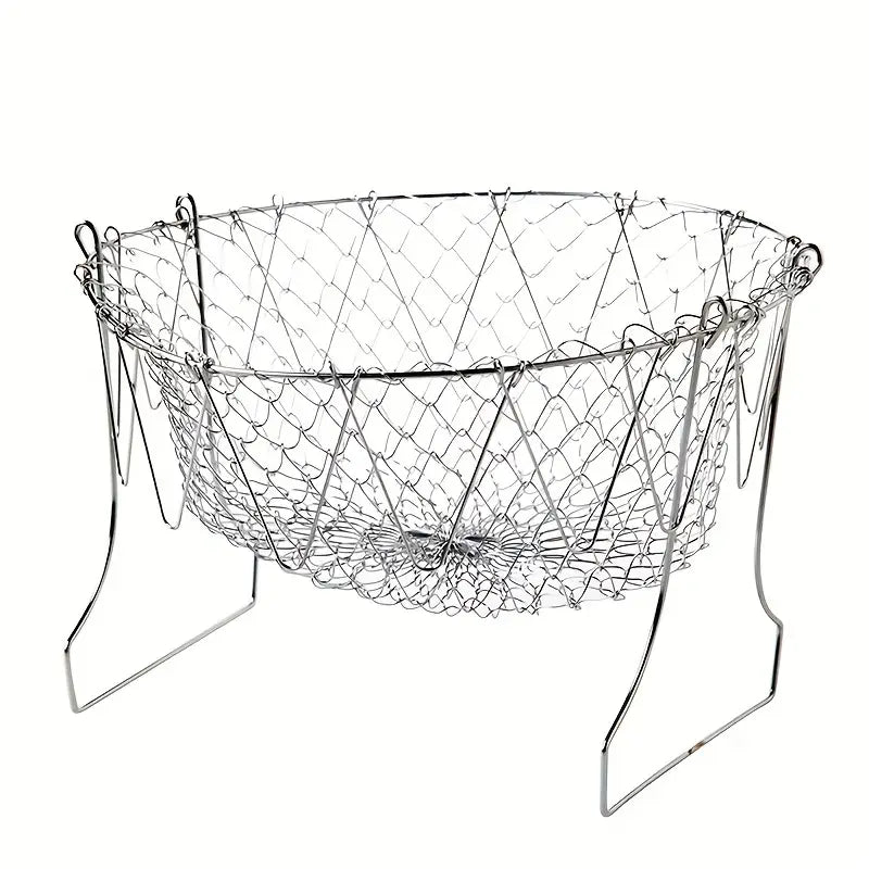 Panier de Friture Pliable en Acier Inoxydable - Filtre Multifonction