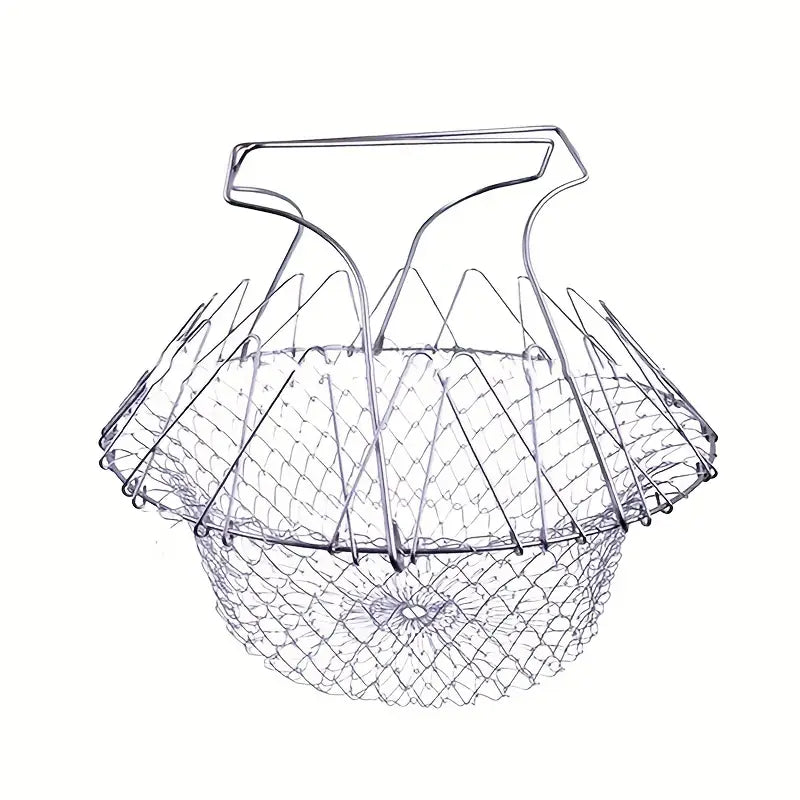 Panier de Friture Pliable en Acier Inoxydable - Filtre Multifonction