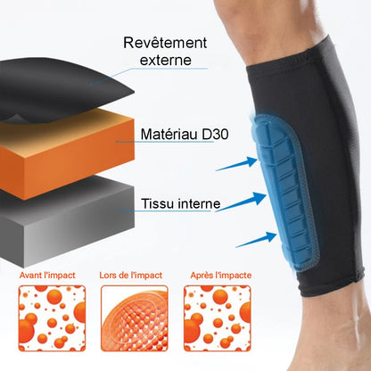 Manchons de protection tibiale haute performance - Technologie de compression et respirabilité optimisée pour sportifs