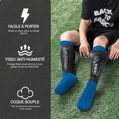 Manchons de protection tibiale haute performance - Technologie de compression et respirabilité optimisée pour sportifs